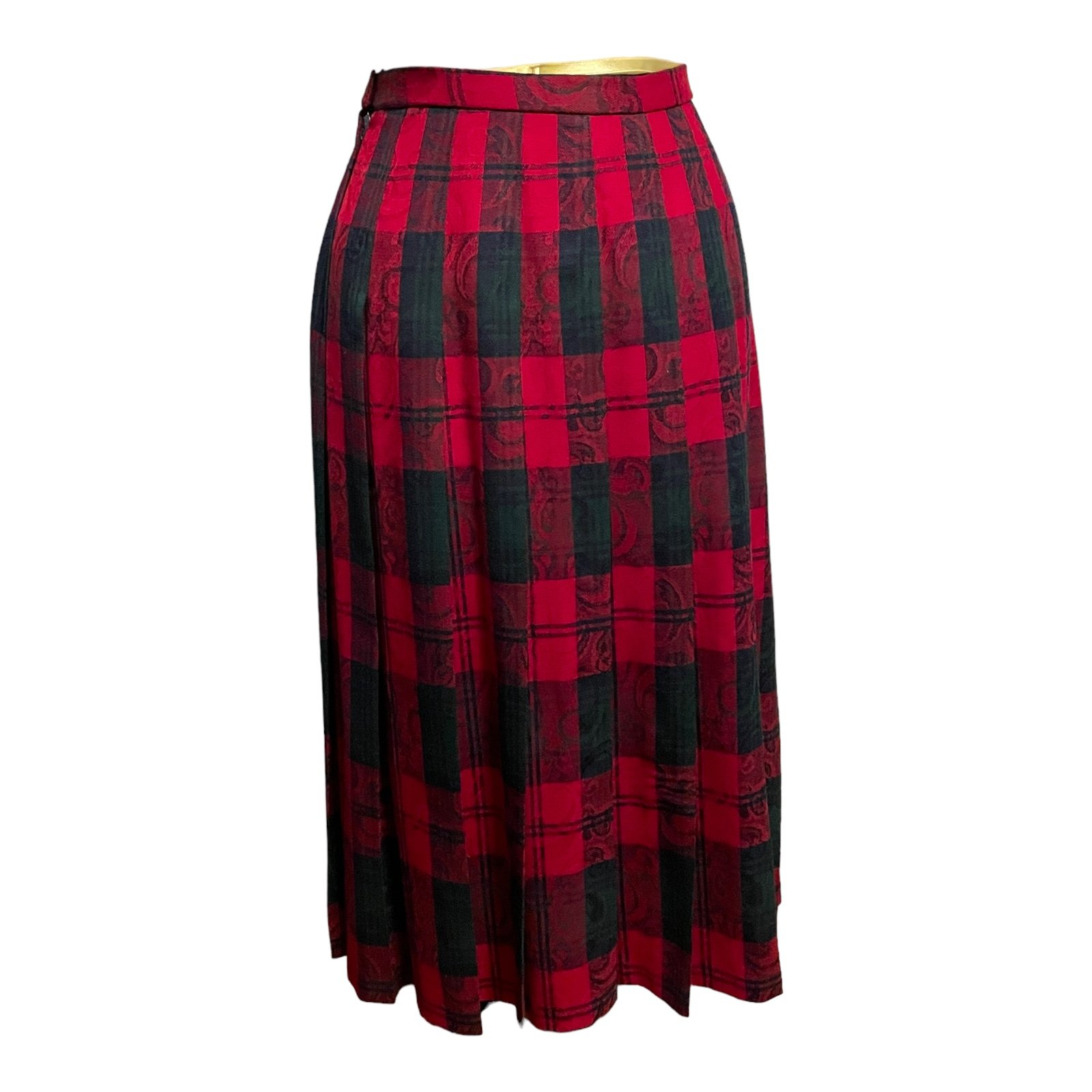 Vintage Pendleton Womens Size 8 Tartan Plaid Red Virgin Wool Pleated Maxi Skirt