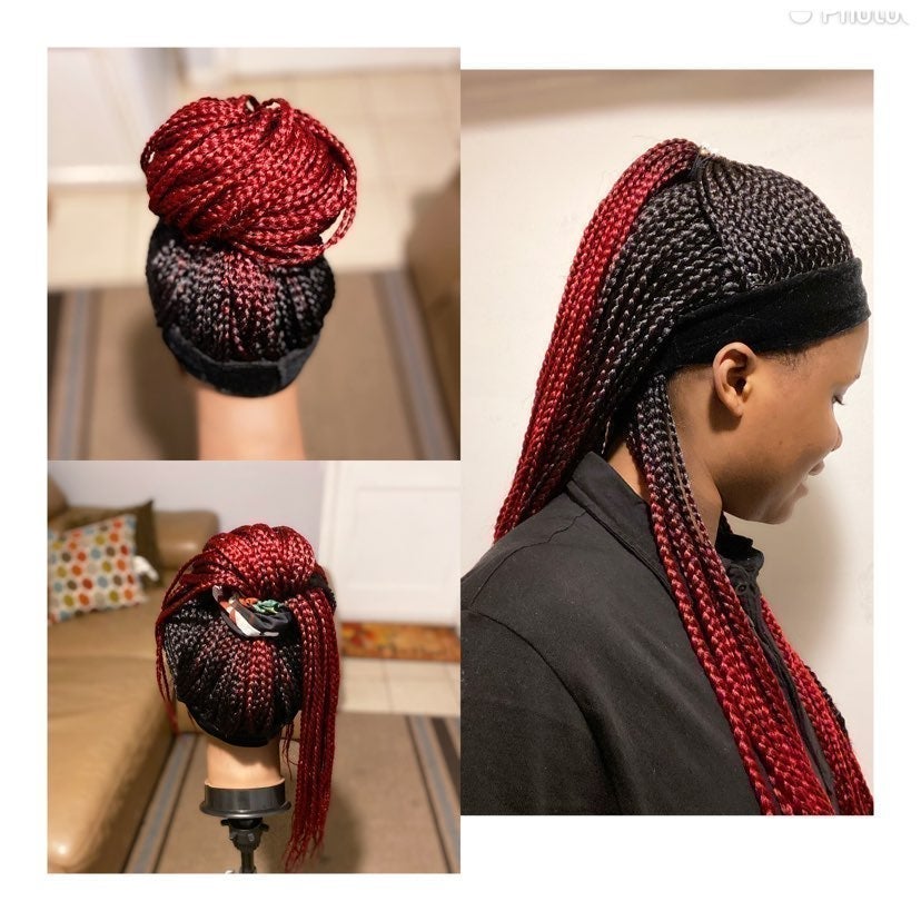 HALF UP/ HALF DOWN 3 STEP BRAIDED WIG.