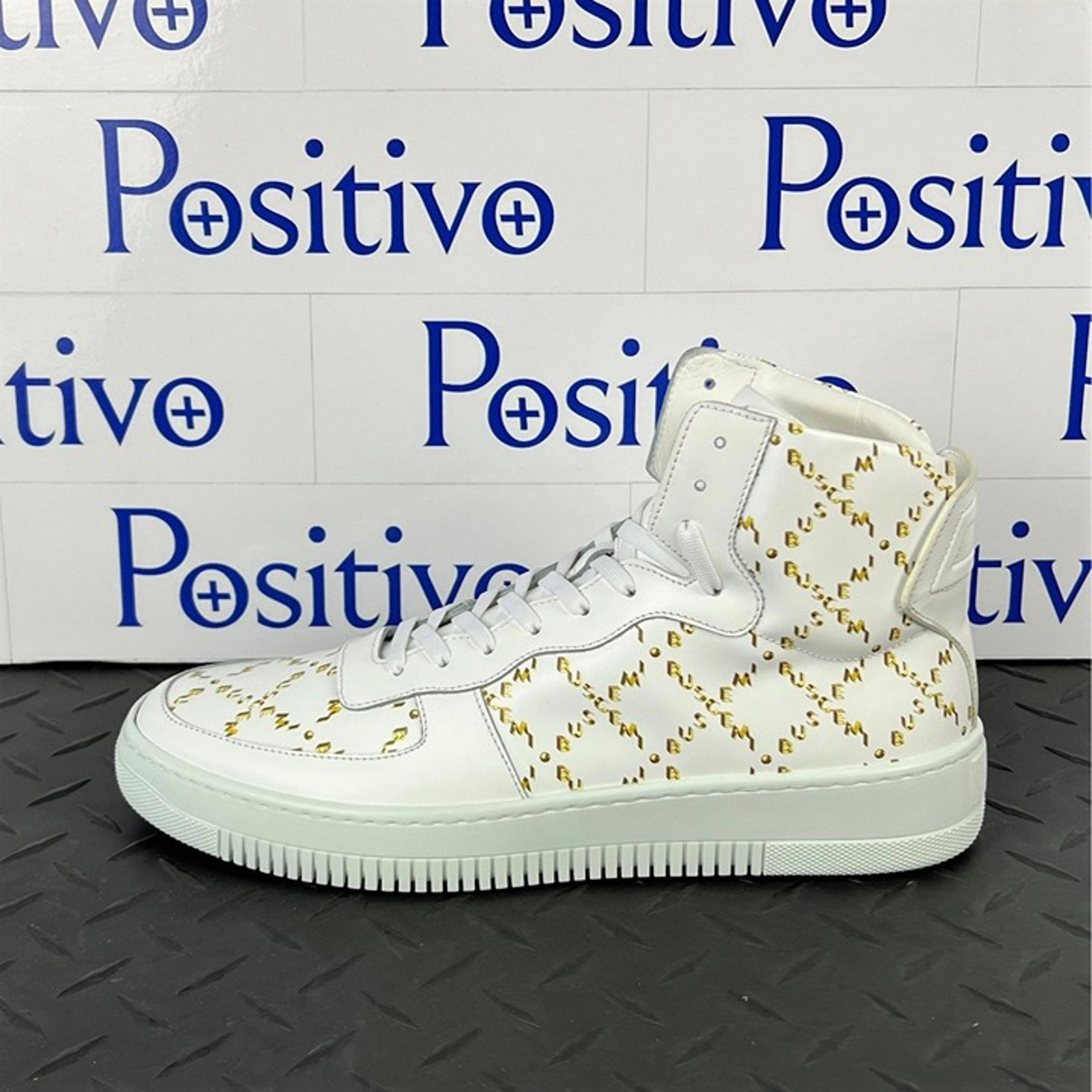 Buscemi Mens Dome Mono White Leather Sneakers US 9 SAMPLE