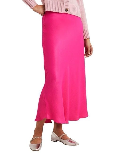 Boden Women’s Size 2 Pink Satin Bias-cut Midi Skirt New With Tags