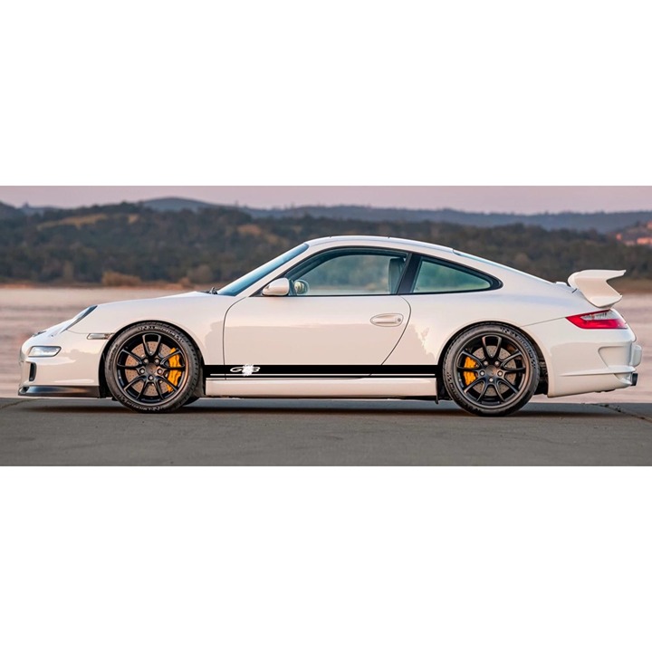 Custom Long GT3 Triple Stripe Side Door Decal For Porsche 911 2005-2011 997 997.
