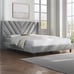 Full Upholstered Bed Frame with Wooden Slat Support and Wing Side
