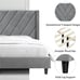 Full Upholstered Bed Frame with Wooden Slat Support and Wing Side