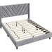 Full Upholstered Bed Frame with Wooden Slat Support and Wing Side