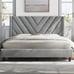 Full Upholstered Bed Frame with Wooden Slat Support and Wing Side