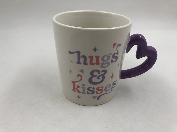 Horizon Ceramic 18oz Hugs & Kisses Purple Heart Handle Coffee Mug CC02B41031