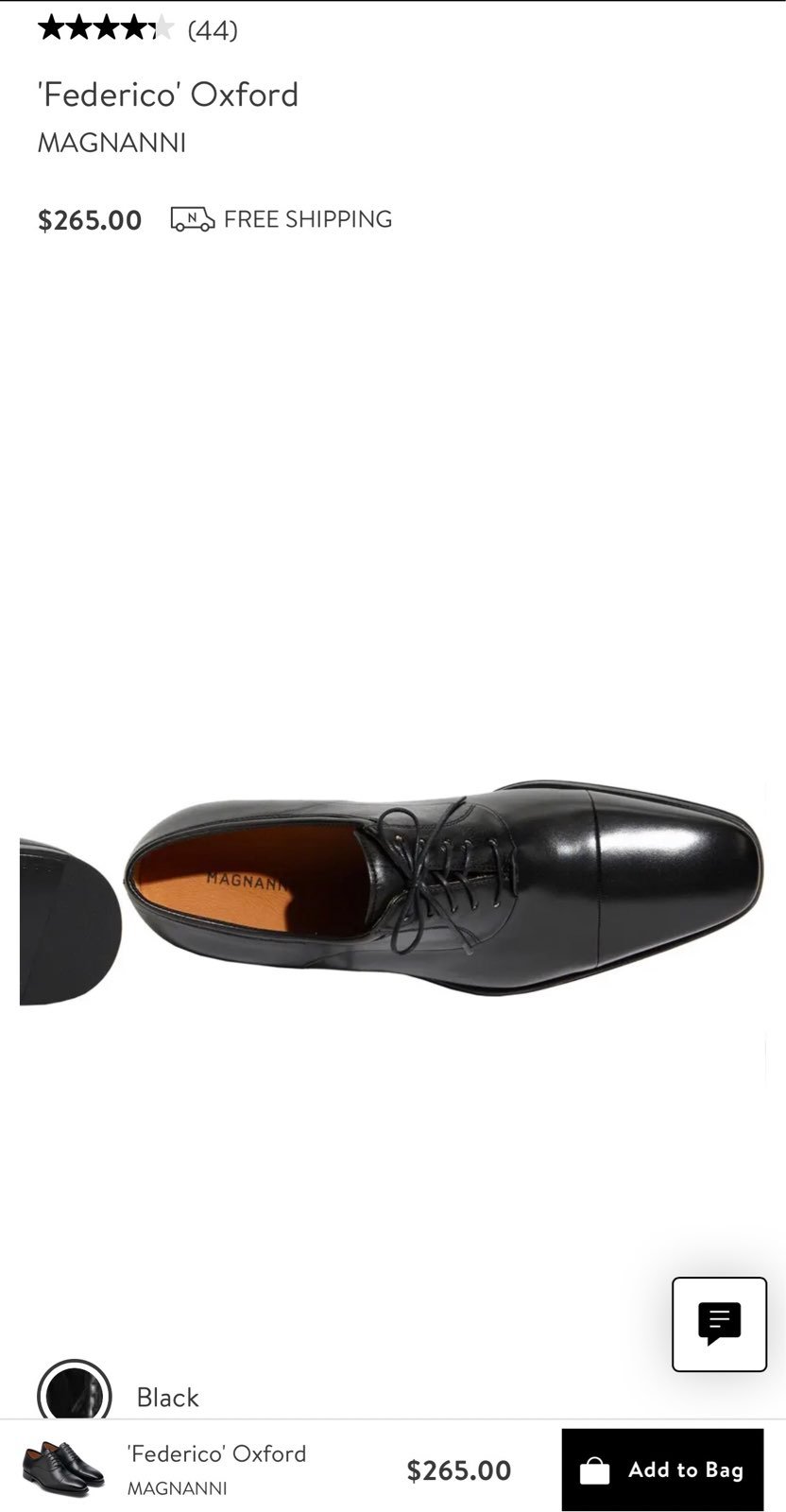 Magnanni 'Federico' Cap Toe Oxfords Black Leather Mens Size 10 1/2 D MSRP 265
