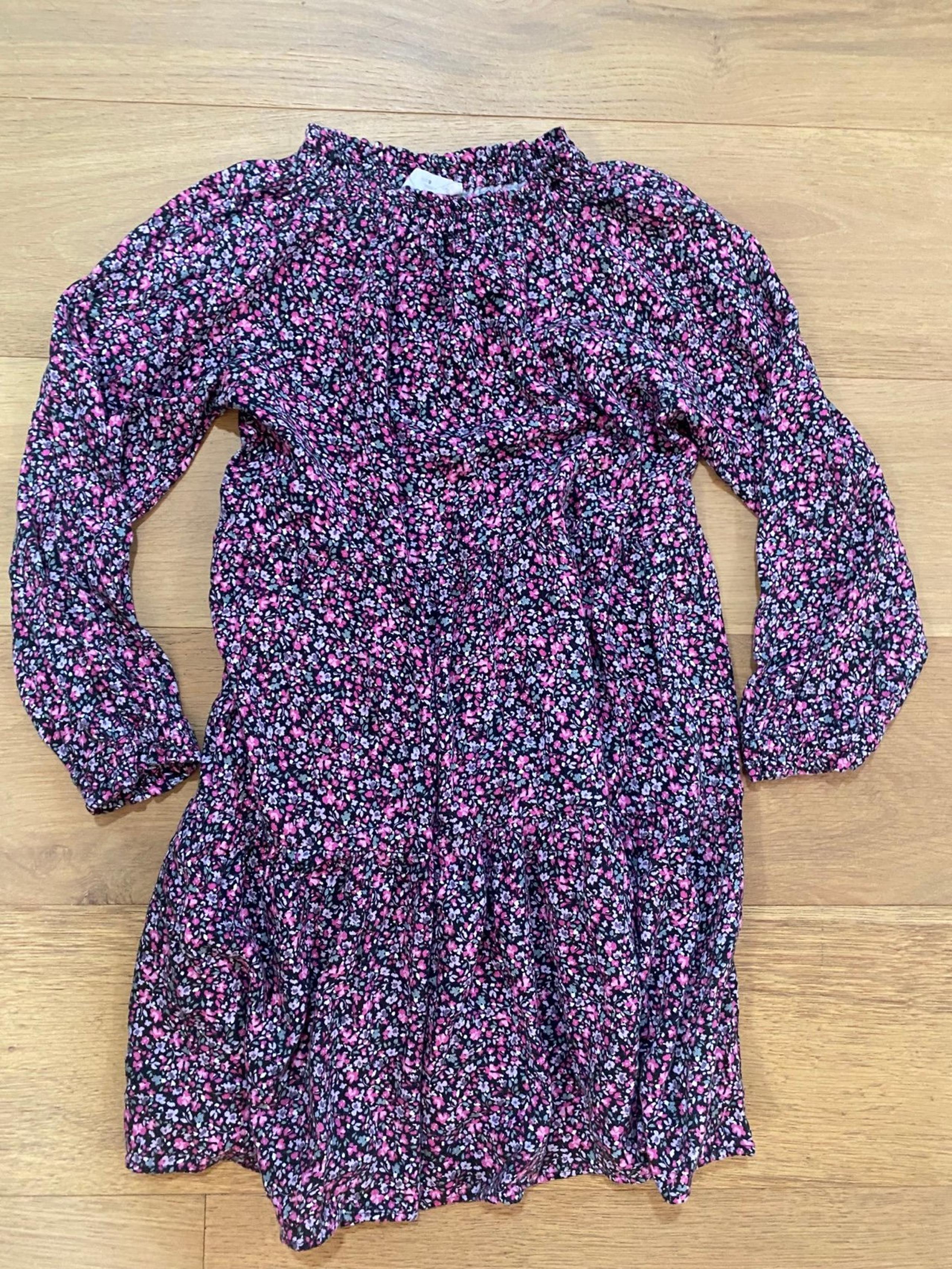Zara girls black, pink, purple floral print dress. Pretty for fall. Size 9 VGUC