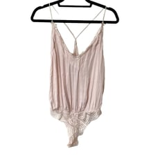 FREE PEOPLE Lace Satin Thong Bodysuit Sz Small