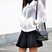 Milly Runway Raquel flared mini skirt black wool mesh size 12