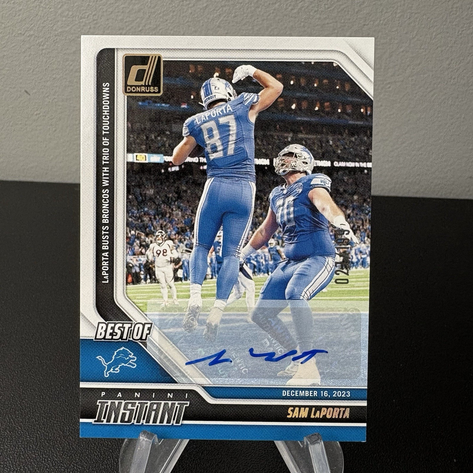 2024 Panini Donruss Sam LaPorta Panini Instant #24 Auto /199 Detroit Lions