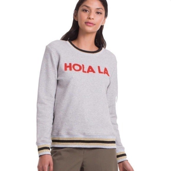 Trina Turk Women's Size Small Hola LA Sweatshirt Heather Grey NWT 228