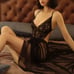 Black Lace Open Back Teddy Bodysuit w/ Mesh Skirt