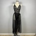 Black Lace Open Back Teddy Bodysuit w/ Mesh Skirt