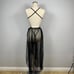 Black Lace Open Back Teddy Bodysuit w/ Mesh Skirt