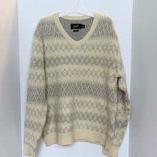 Grayers Clothiers Men’s XL Cream & Gray 80% Lambs Wool Blend V-Neck Sweater