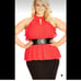 City Chic Frilly Peekaboo Halter-Neck Top Coral SZ 16