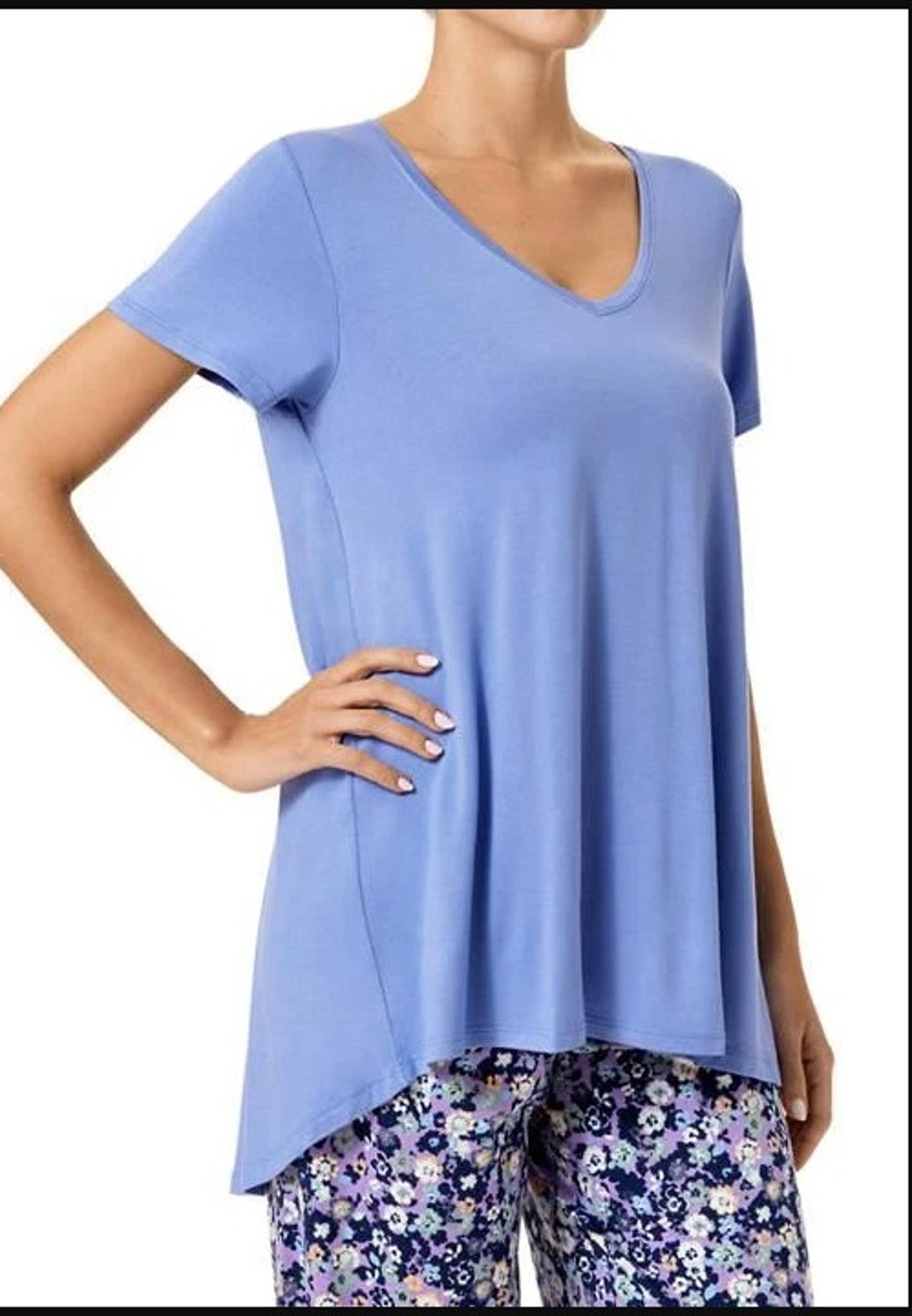 HUE® Solid Short Sleeve V Neck Sleep T Shirt NWT Sz L