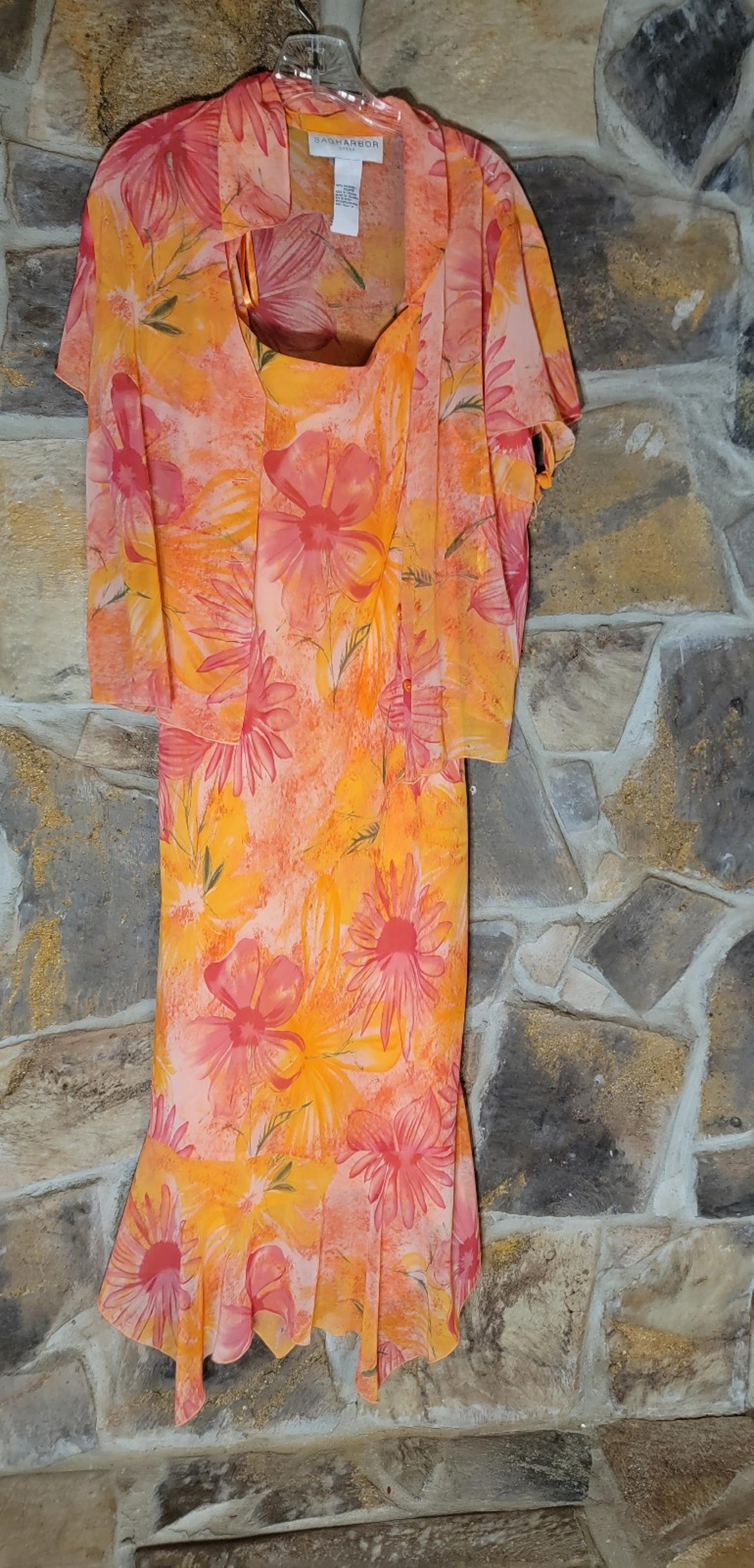Sagharbor orange and pink floral dress
