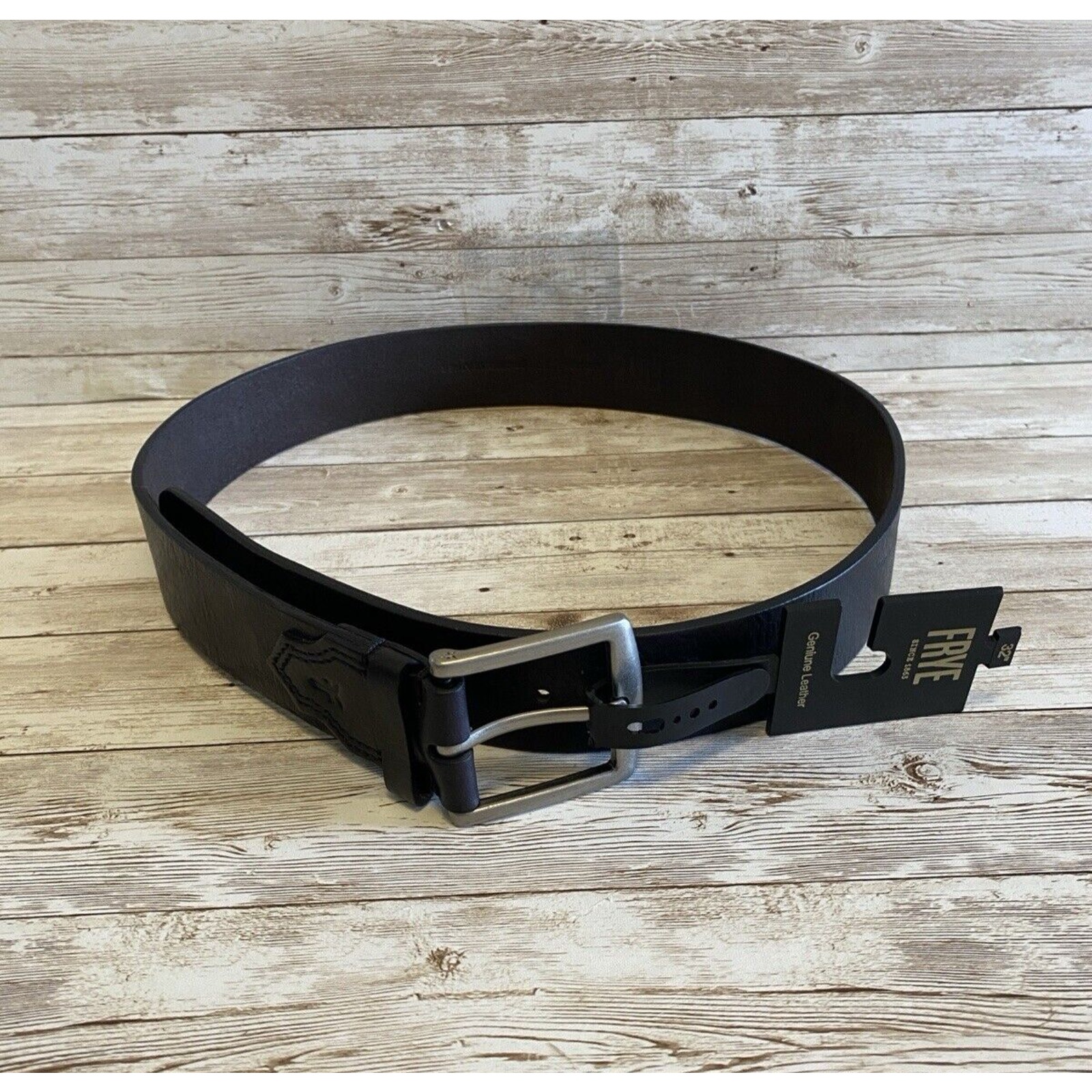 Frye Belt Mens Black Size 32 Silver Metal Hardware Cowboy