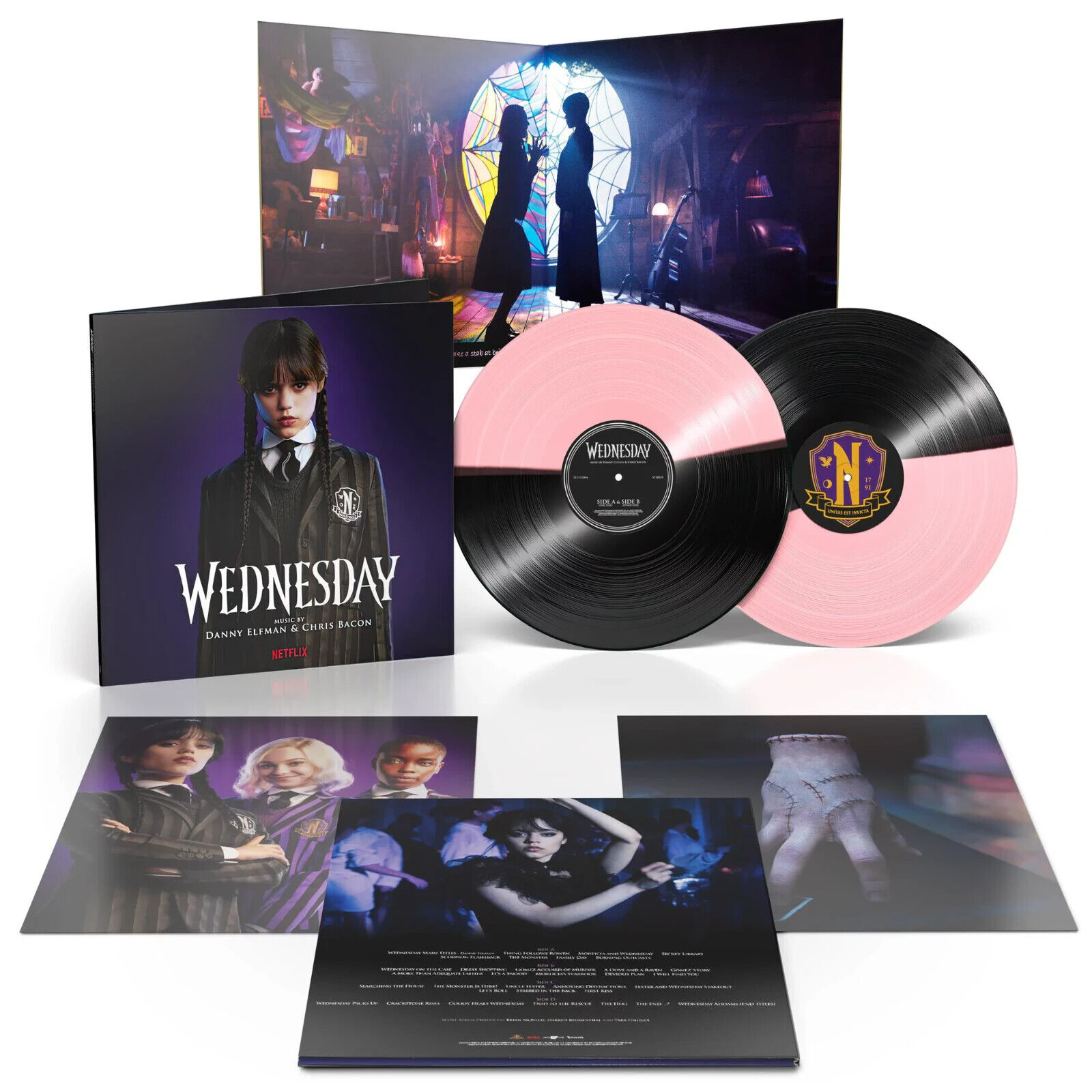 WEDNESDAY SOUNDTRACK VINYL NEW! LIMITED PINK BLACK LP! JENNA ORTEGA, NETFLIX