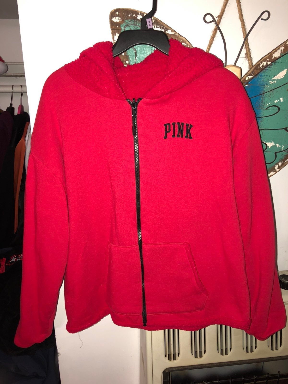 VS PINK SHERPA REVERSIBLE SWEATER
