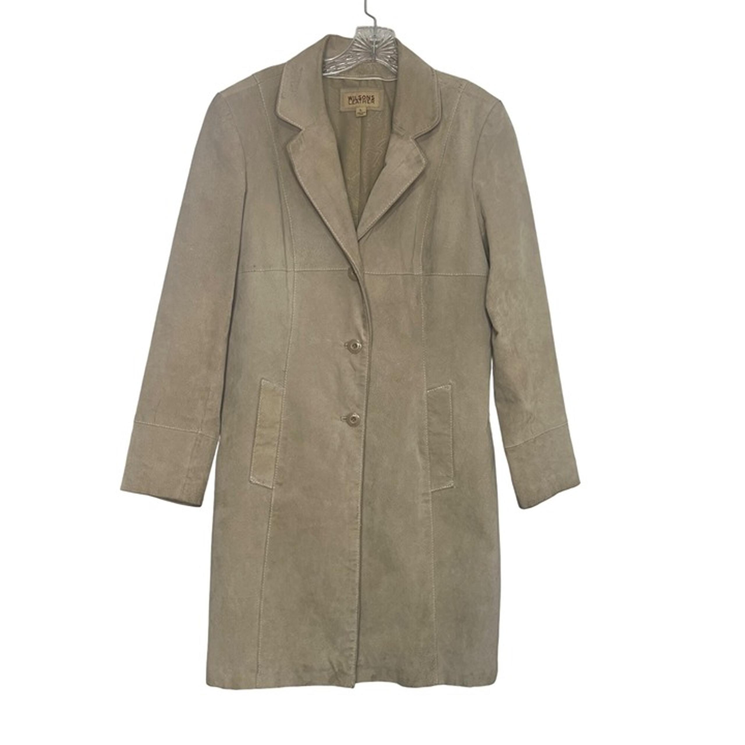Wilsons Leather Genuine Leather Coat Lined Beige Size Large