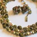 Jewels by Trifari Green & Rainbow Beaded AB 3 Strand Necklace Clip On Earrings