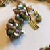 Jewels by Trifari Green & Rainbow Beaded AB 3 Strand Necklace Clip On Earrings