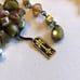 Jewels by Trifari Green & Rainbow Beaded AB 3 Strand Necklace Clip On Earrings