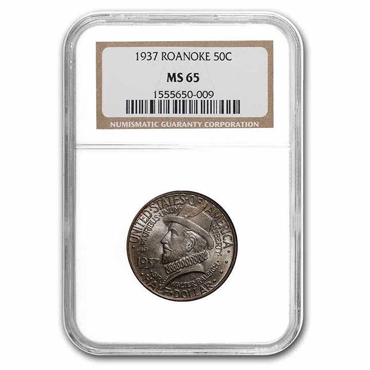 1937 ROANOKE ISLE NC 50c NGC MS65 FABULOUS PATINA ON THIS GEM