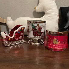 BBW: Santa Sleigh Soap Holder, Candle Pedastal, and The Perfect Christmas Candle
