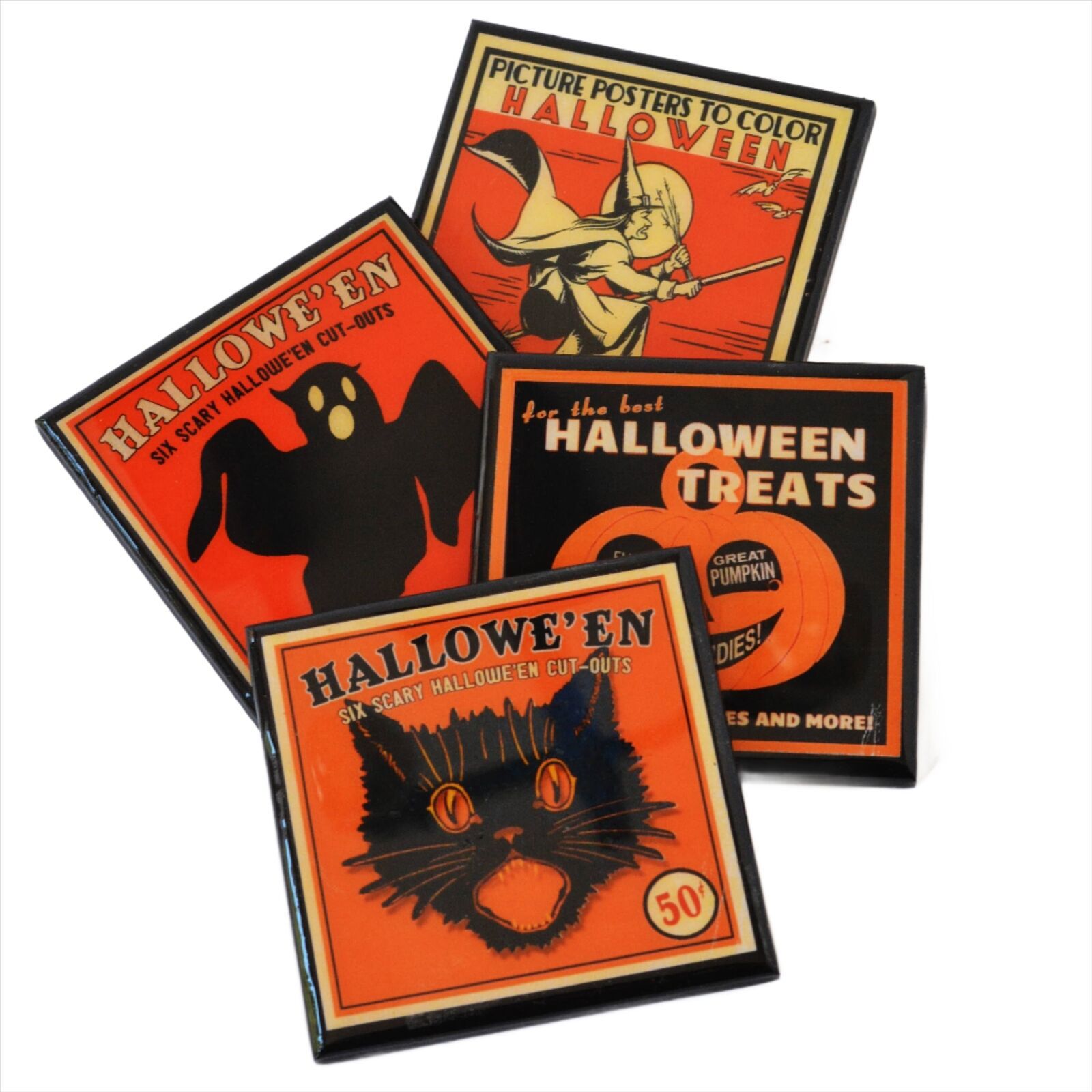 Trick or Treat! Vintage Halloween Drink Coaster Set