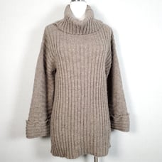 Soft Surroundings Chunky Ribbed Knit Turtle Neck Sweater Beige XS Lagenlook