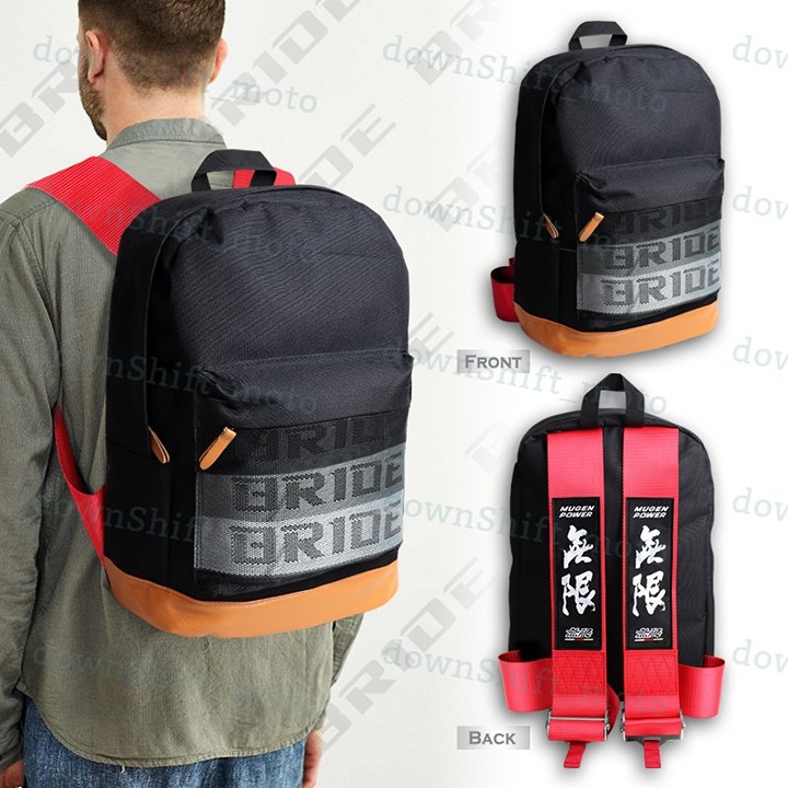 RED RACING HARNESS ADJUSTABLE SHOULDER STRAPS JDM BRIDE MUGEN POWER BACKPACK NEW