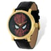 Marvel Adult Size Spiderman Black Leather Gold-tone Watch