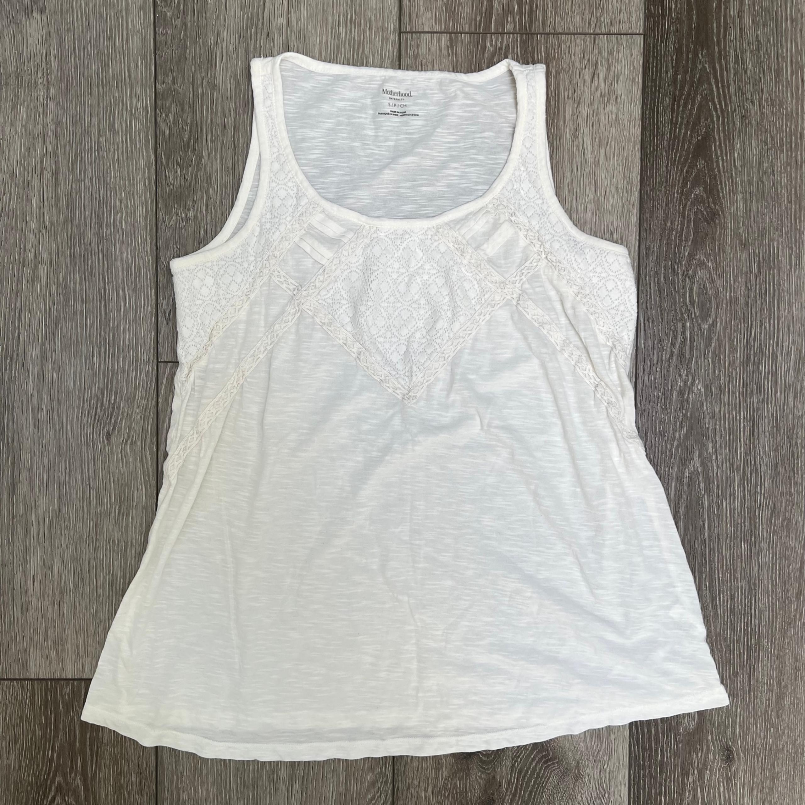 MOTHERHOOD MATERNITY TANK TOP SLEEVELESS SHIRT CREAM SMALL