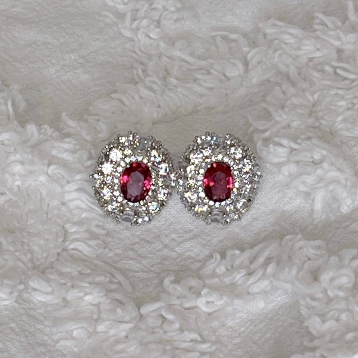 Sparkly Earrings • Garnet • Cubic Zirconia