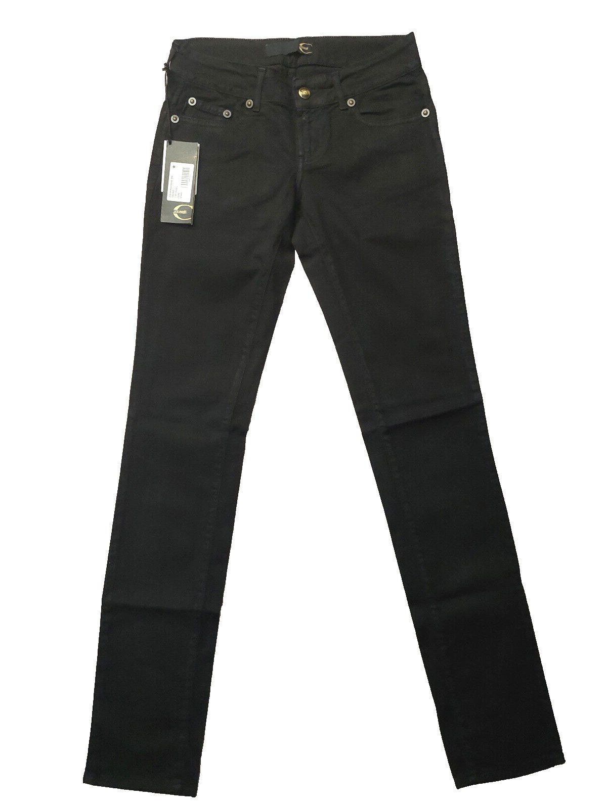 Just Cavalli Slim Fit Straight Leg Black Denim Jeans Sz 24 NWT