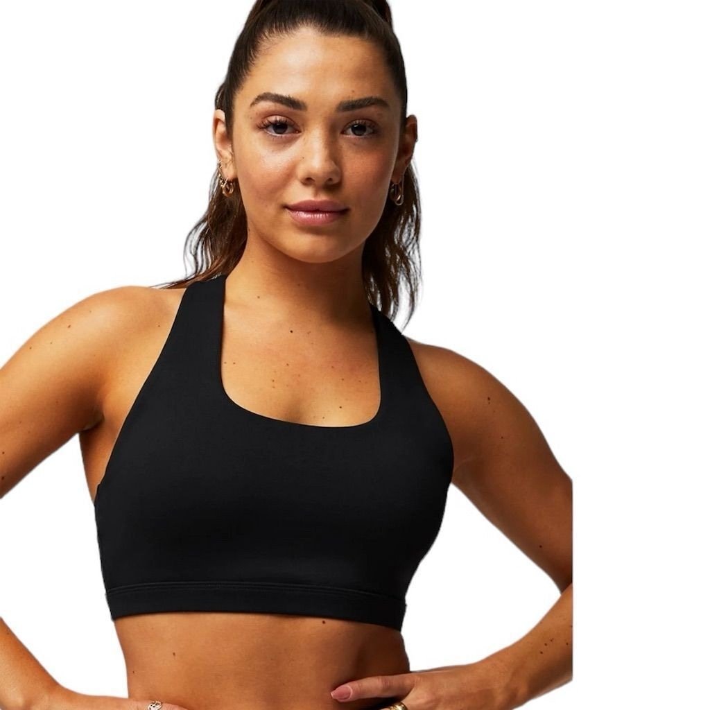 Fabletics Medium Impact Sports Bra Black Size L NWT Yoga Running Gym