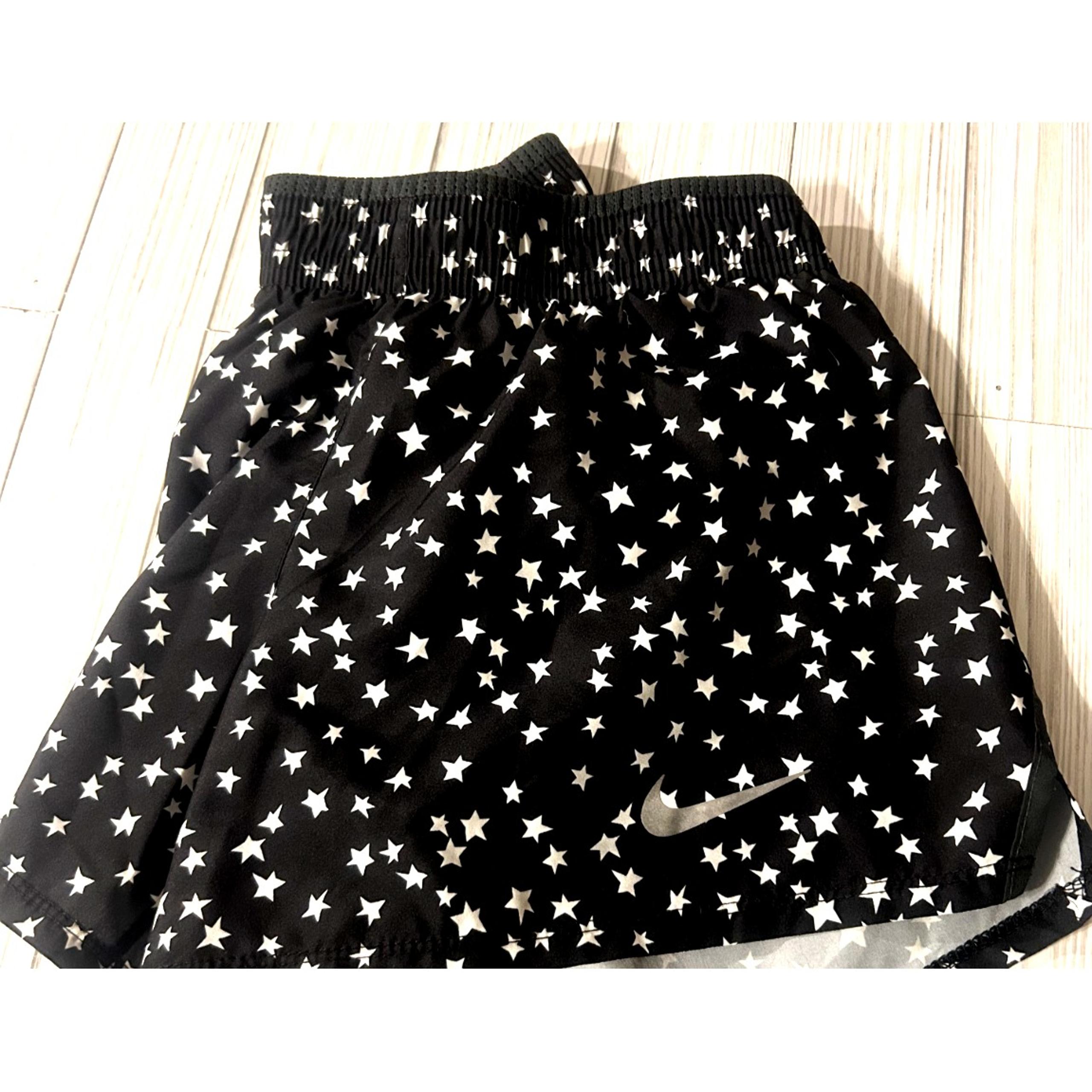 EC Ladies Nike Dri-Fit DR1517 Black/White Stars Print Run Train Gym Shorts Small