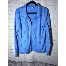 LILLY PULITZER BENNETT FULL ZIP BLUE PINEAPPLE JACKET SZ (M) EUC WORN ONCE