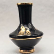 Vintage // 24k // Gold // Ceramic // Greek // Handmade // Vase // Black // Rare