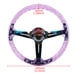 JDM TRD Universal 6-Hole 350mm Deep Dish Purple Crystal Bubble Steering Wheel