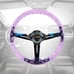 JDM TRD Universal 6-Hole 350mm Deep Dish Purple Crystal Bubble Steering Wheel