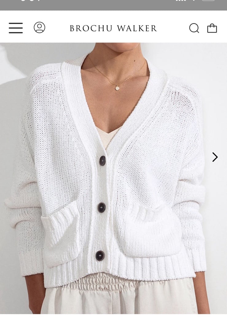 Brochu Walker The Cropped Cardigan in salt white knit sweater size XS