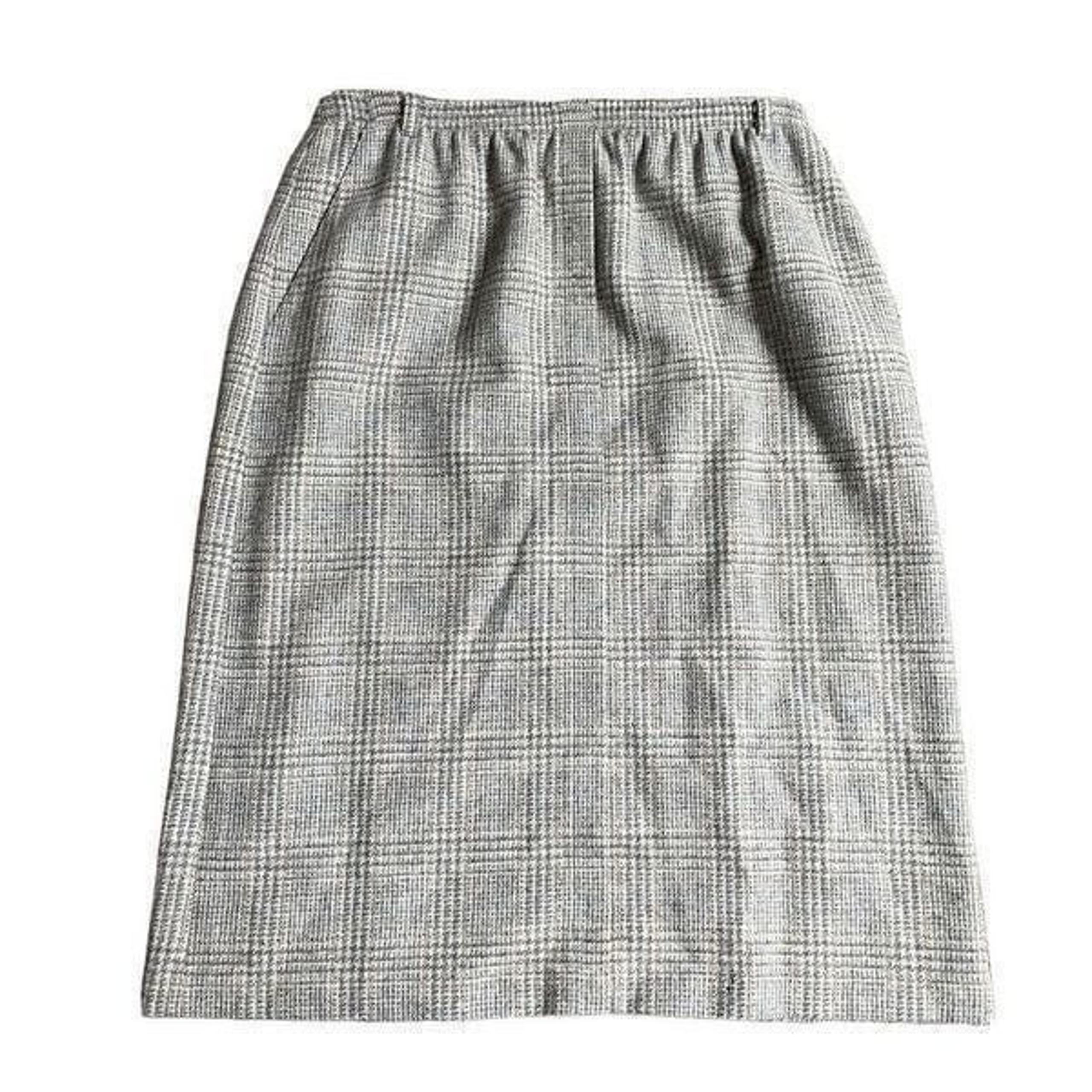 Alfred Dunner Women's 100% Wool Pencil Skirt 14 Grey Plaid