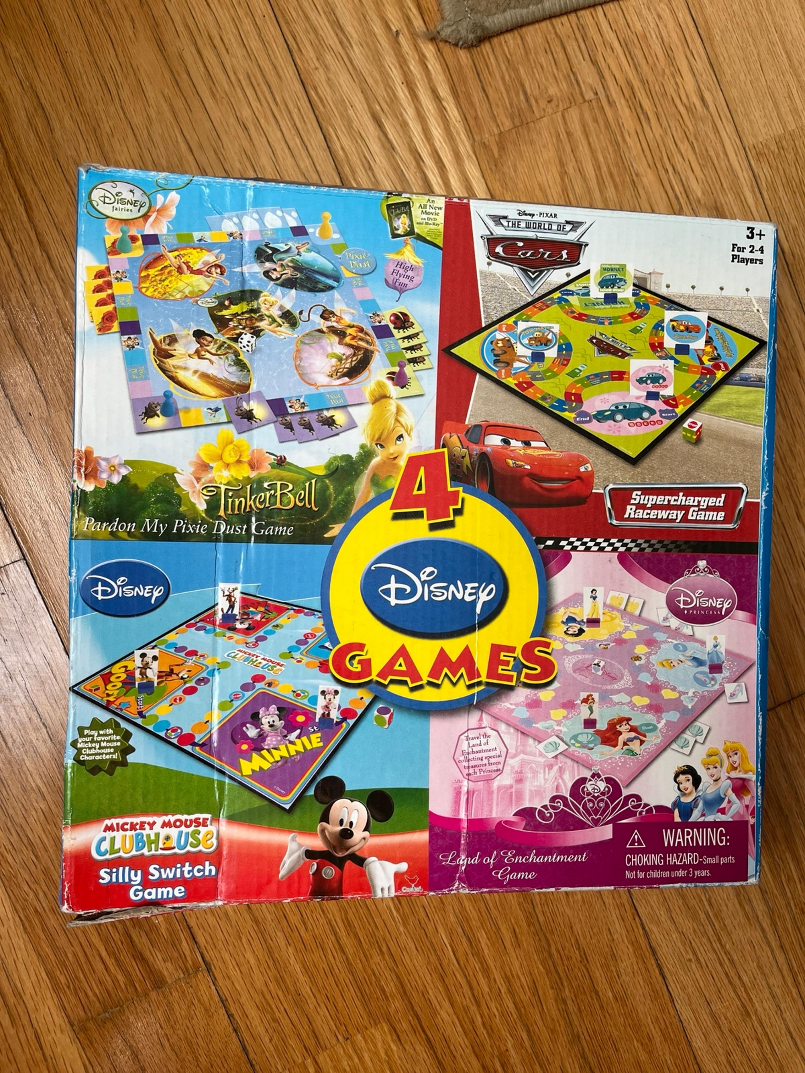 4 Disney board games Tinker Bell Cars Mickey Princess