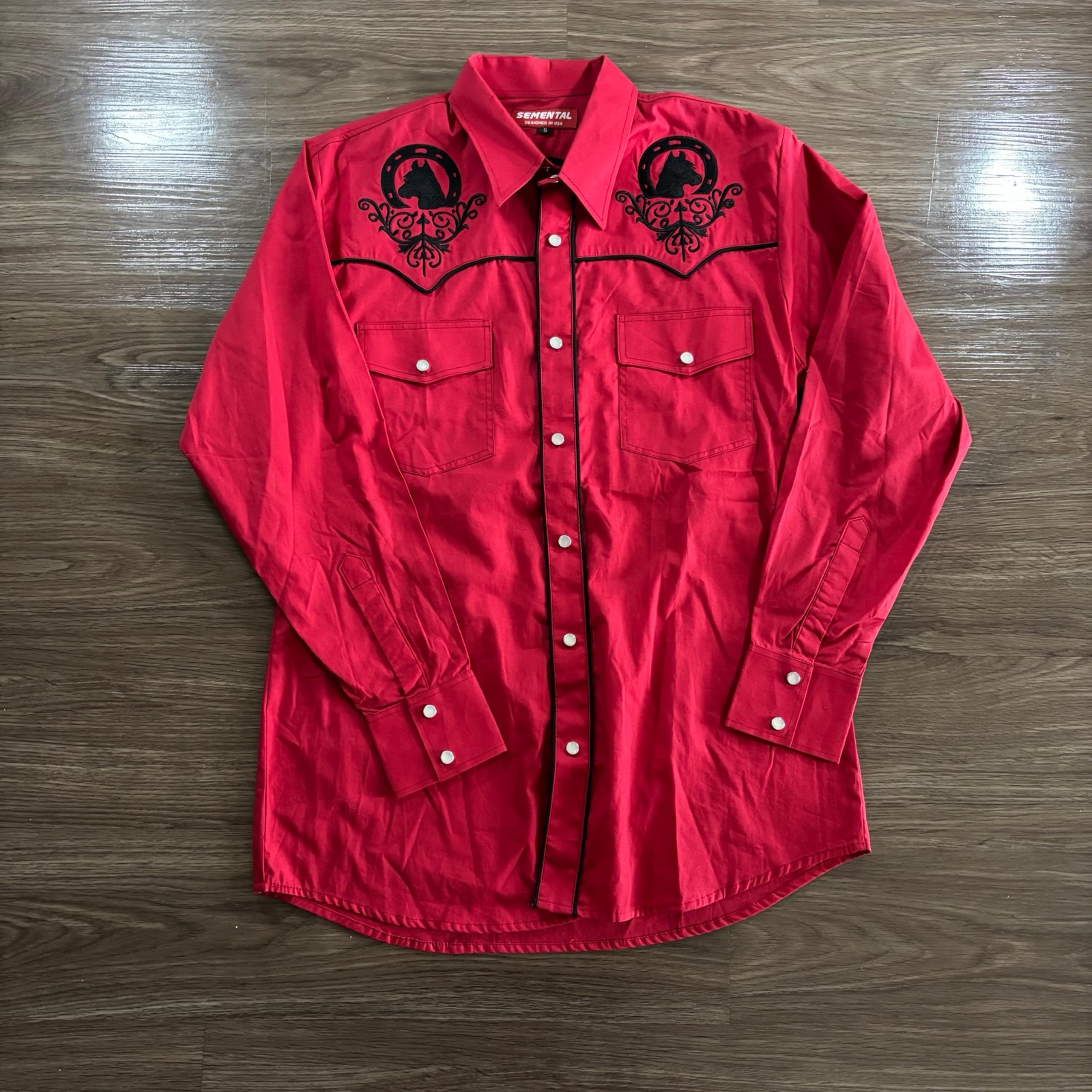 Rancho Semental Long Sleeve Shirt Pearl Snap Button Cowboy Shirt Size Small