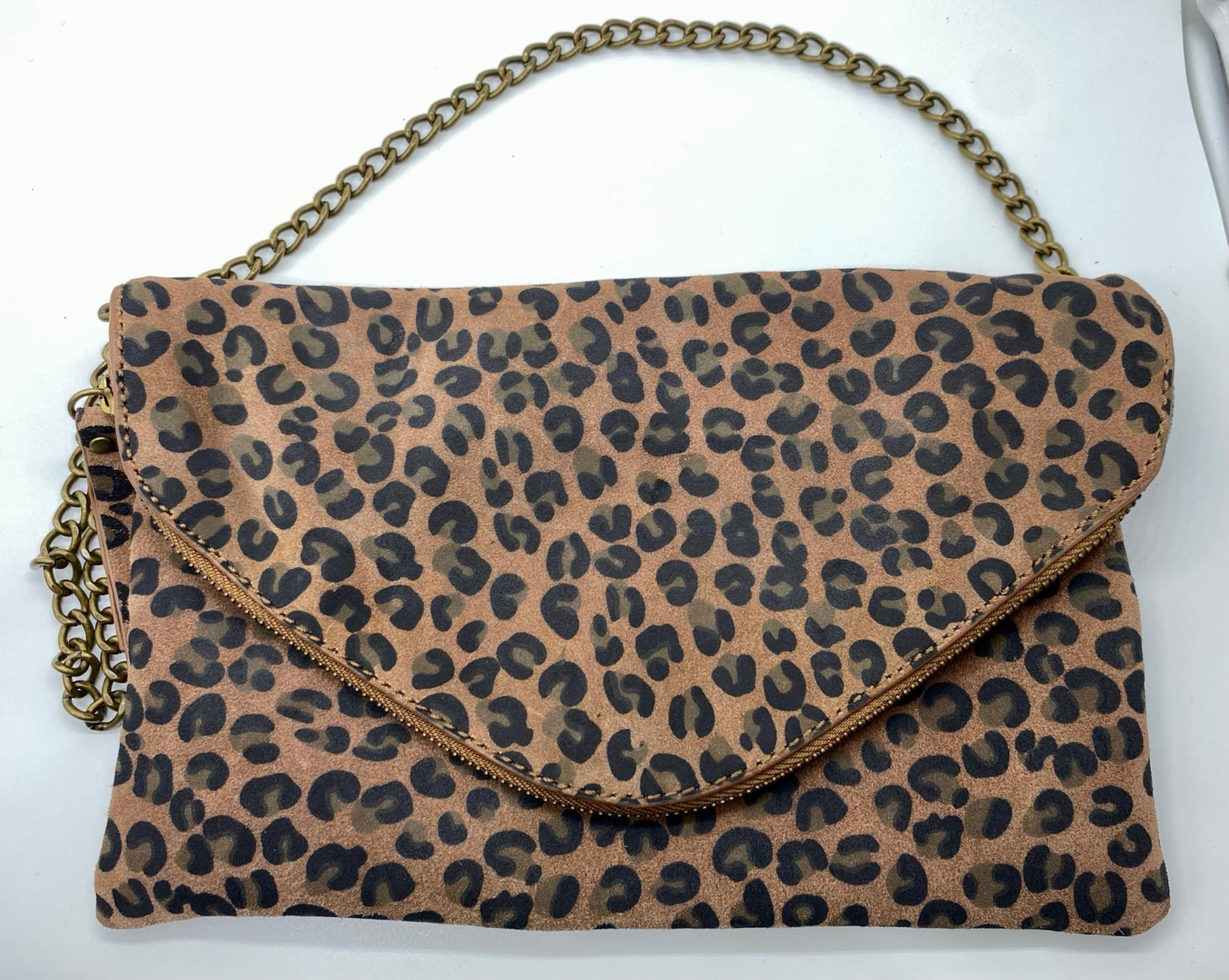 J.Crew Cheetah Print Leather Shoulder Bag for Women Crossbody